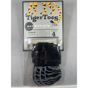 DOK TigerToes Premium Grip Dog Socks Size XL Black Gray Non-Slip Traction 4 Pack